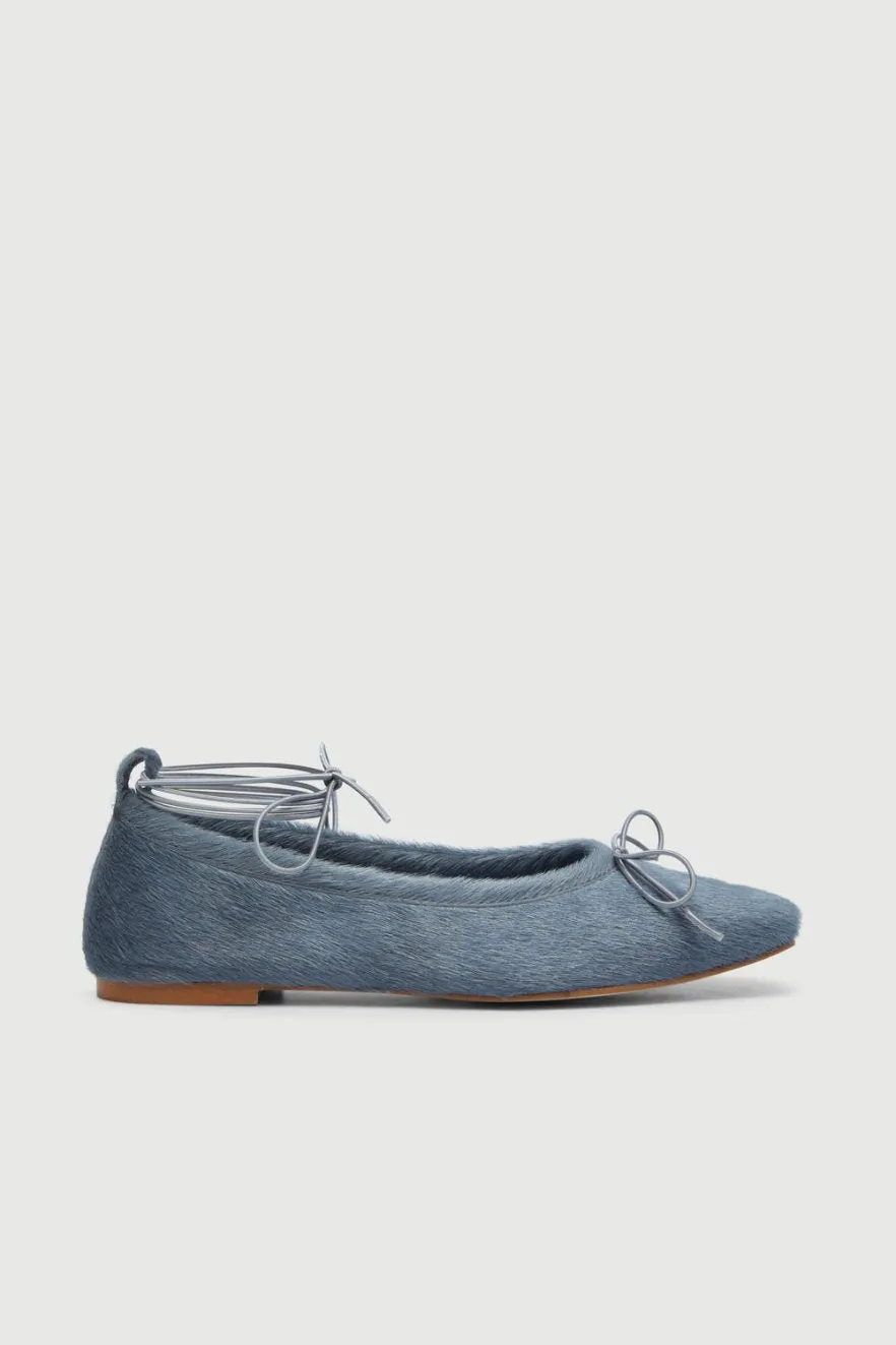 Sienna Ballet Flats in Grey Calf Hair