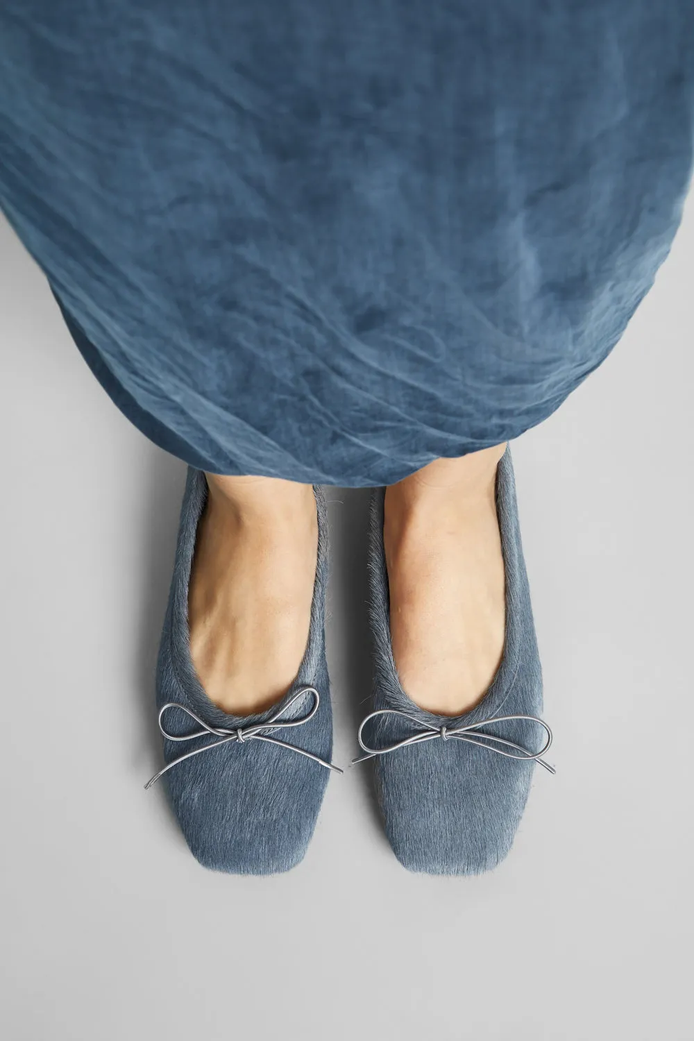 Sienna Ballet Flats in Grey Calf Hair