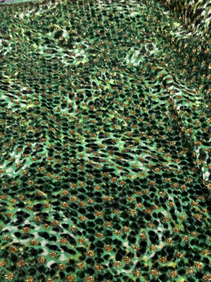 Silk Velvet Beaded - Leopard Green