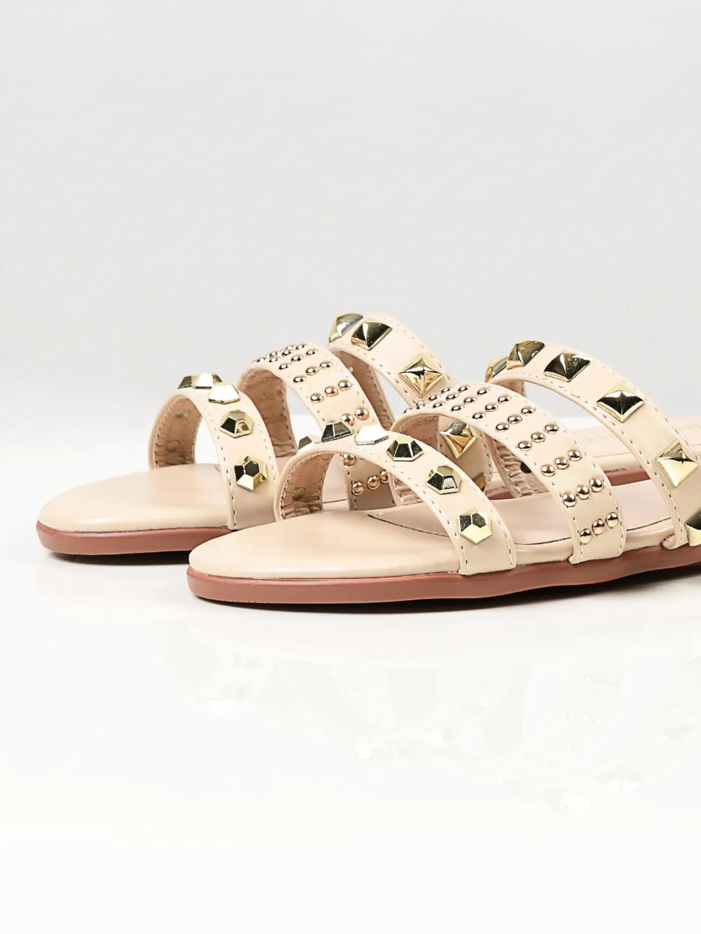 Studded Flats - Beige