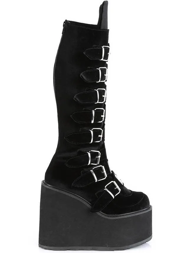 SWING-815 [Black Velvet] | PLATFORM BOOTS [PREORDER]