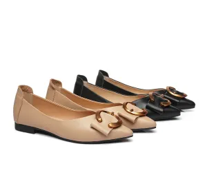 TARRAMARRA Pointed Toe Ballet Flat with Metal Buckle Décor Women Pari