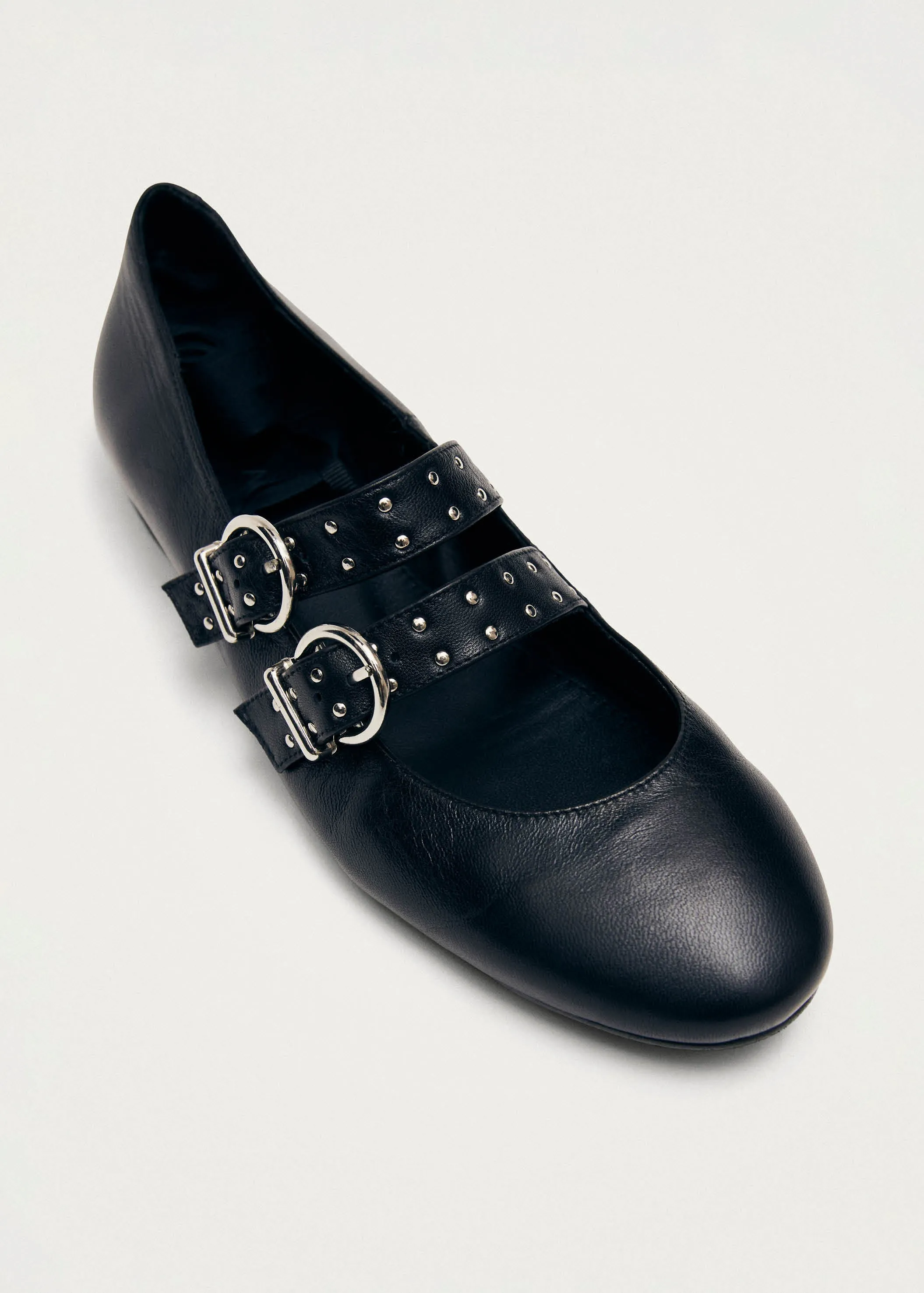 Thekla Black Leather Ballet Flats