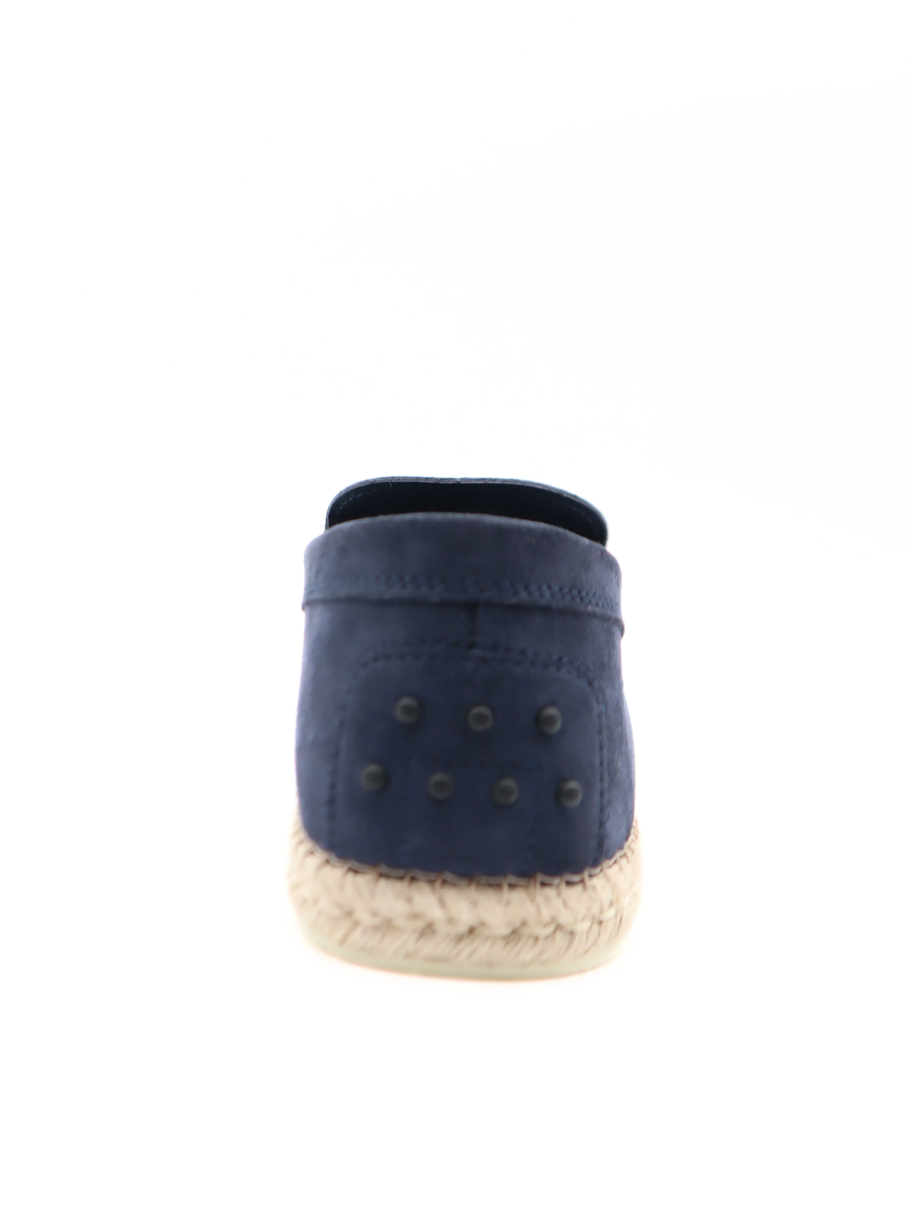 Tods Mens Navy Blue Suede Slip On Espadrille with Raffia Sole