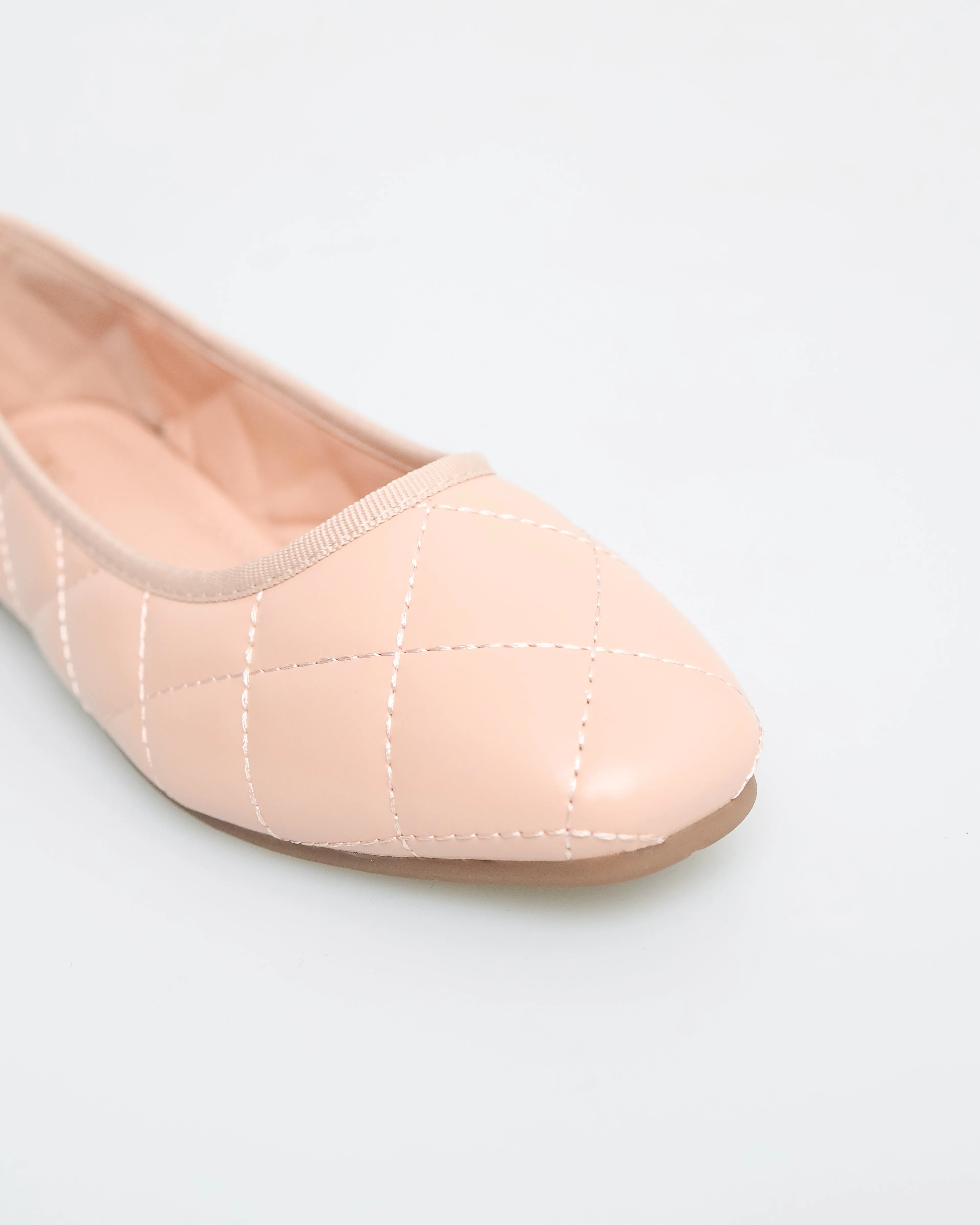 Tomaz NN252 Ladies Quilted Ballerina Flat (Nude)