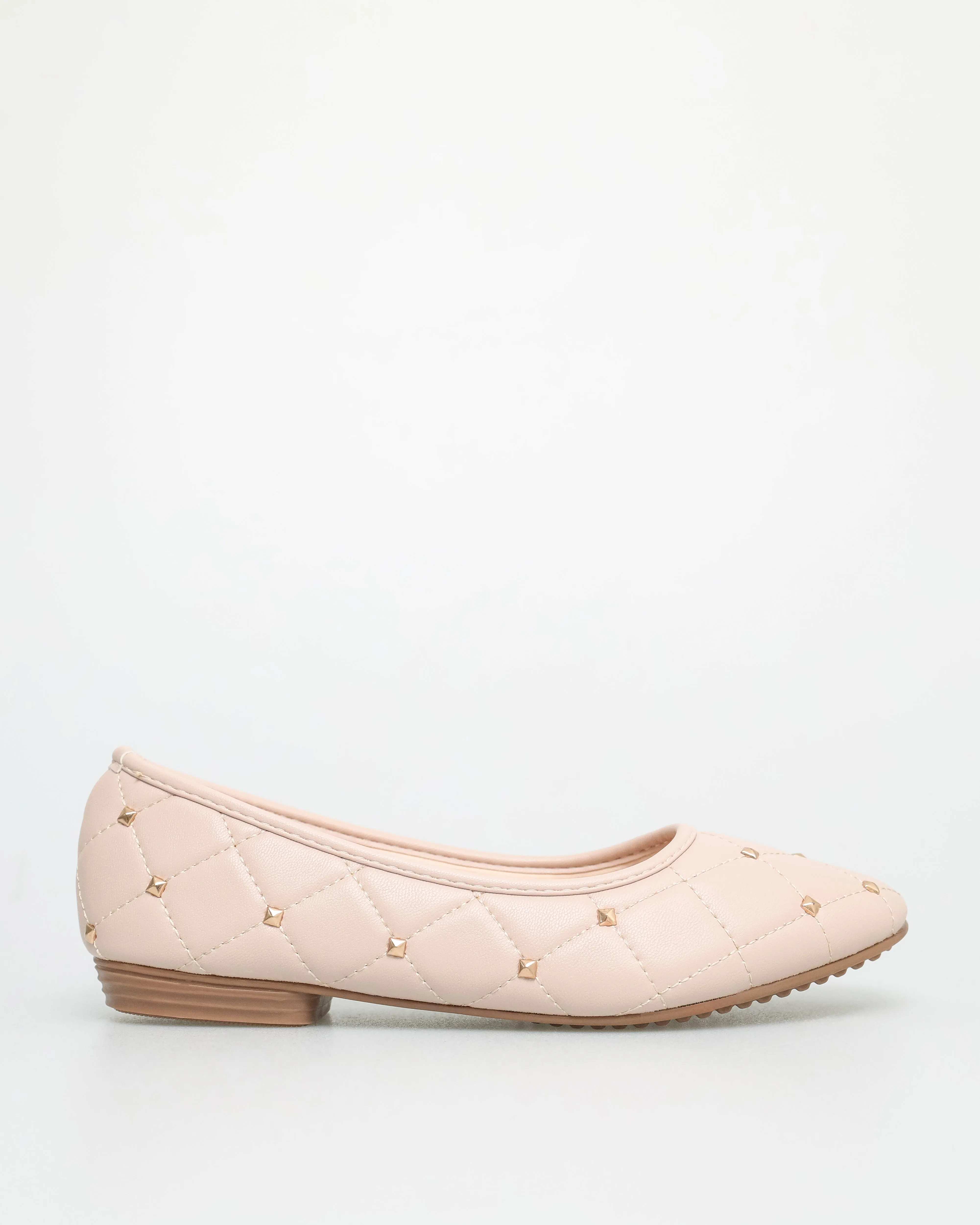 Tomaz NN336 Ladies Quilted Flats (Nude)