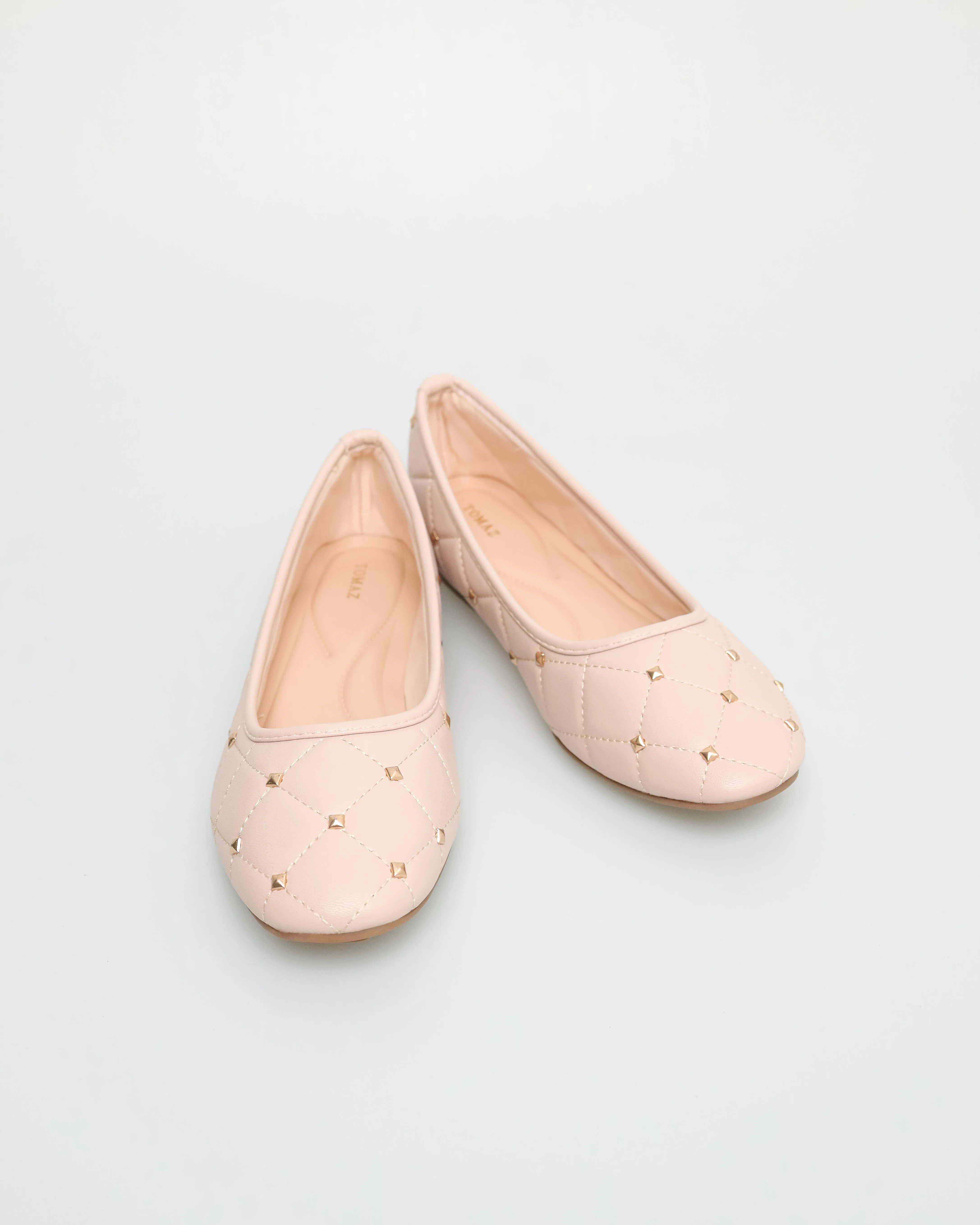 Tomaz NN336 Ladies Quilted Flats (Nude)