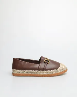 Tomaz YX146 Ladies Espadrille Buckle Flats (Coffee)