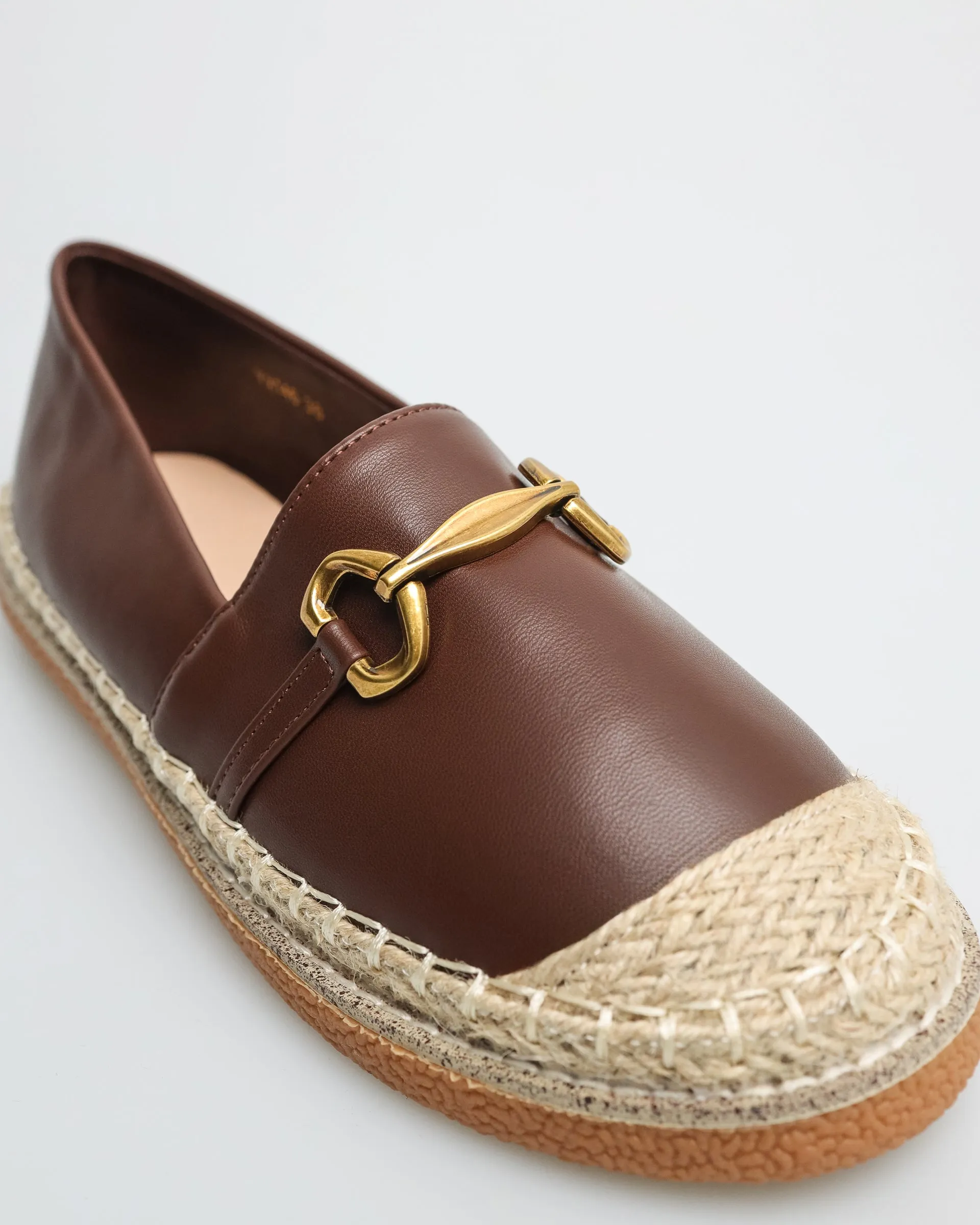 Tomaz YX146 Ladies Espadrille Buckle Flats (Coffee)