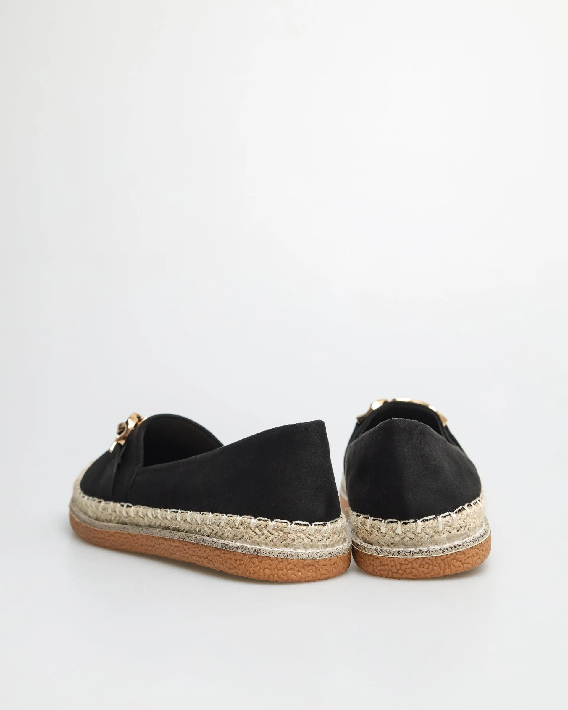 Tomaz YX147 Ladies Espadrille Buckle Flats (Black)