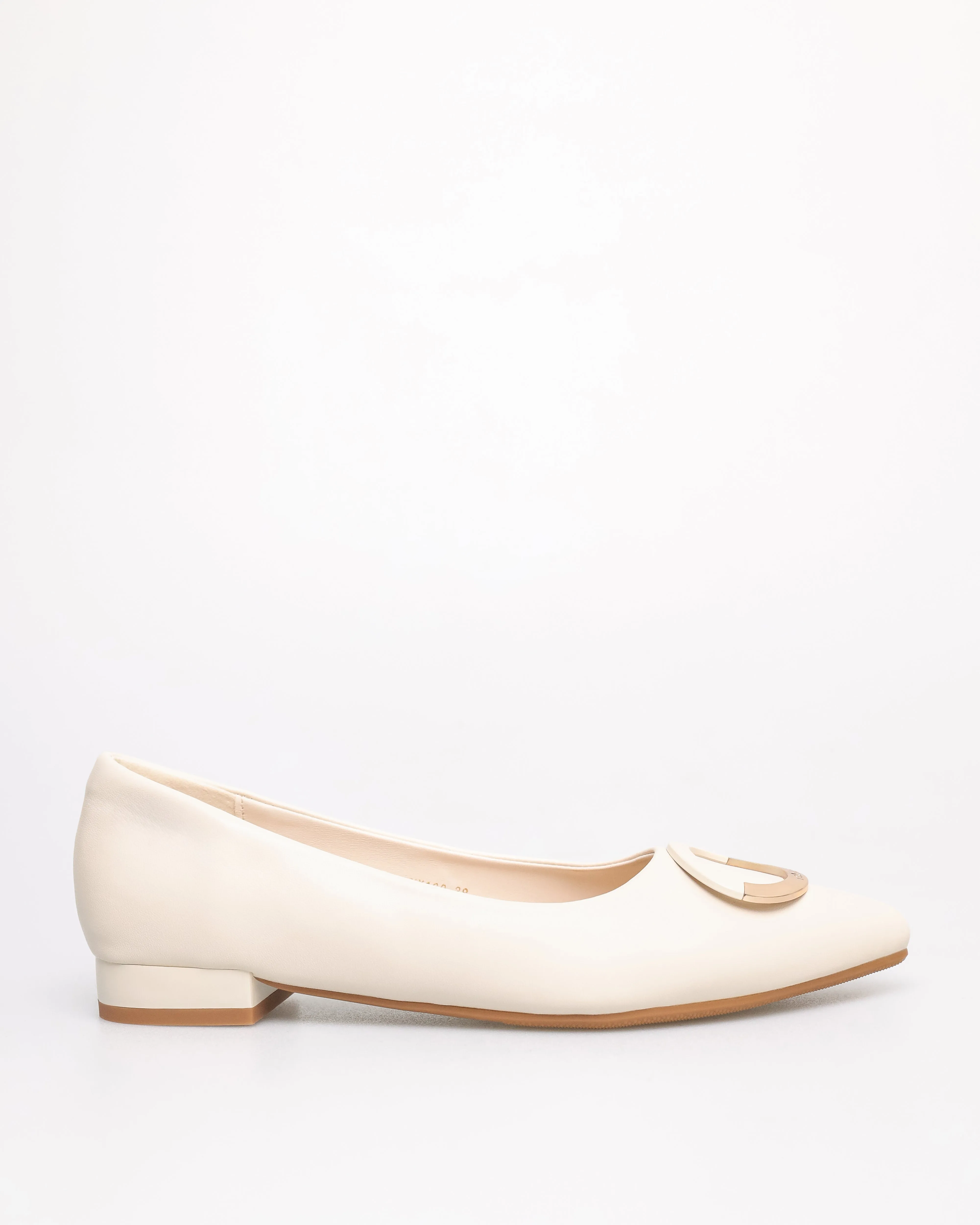 Tomaz YX180 Ladies Bohemian Buckle Flats (Cream)