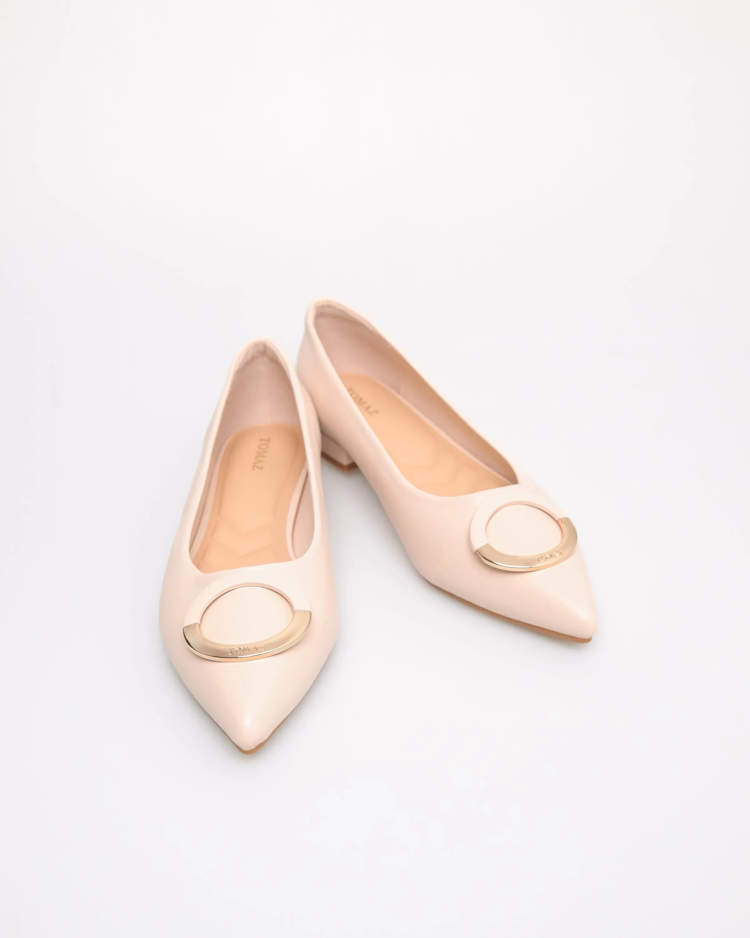 Tomaz YX180 Ladies Bohemian Buckle Flats (Nude)