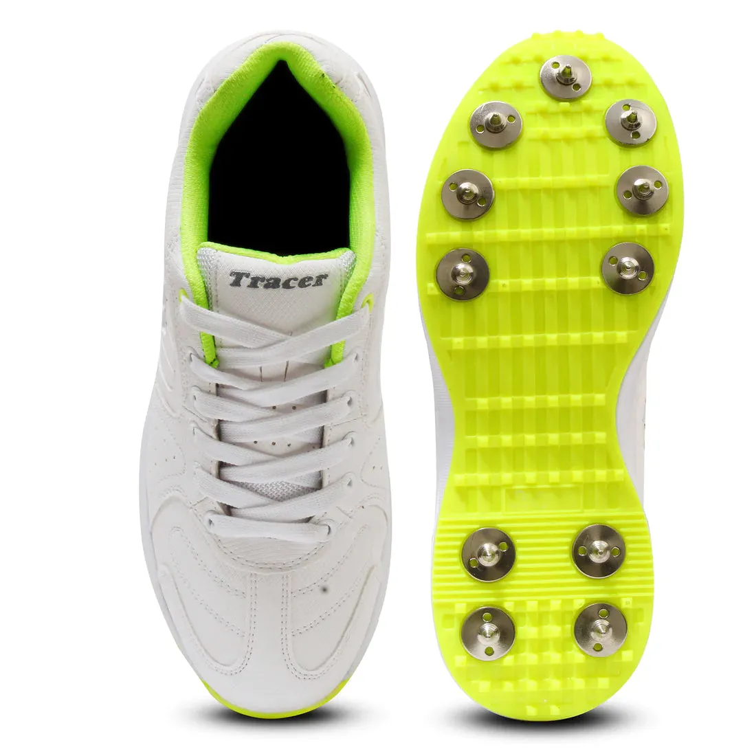 Tracer T-Spinner 283 Spikes Cricket Shoes - White/Green