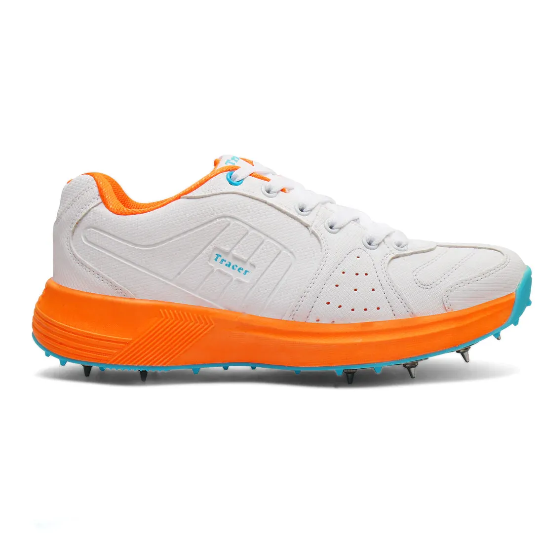 Tracer T-Spinner 283 Spikes Cricket Shoes - White/Orange