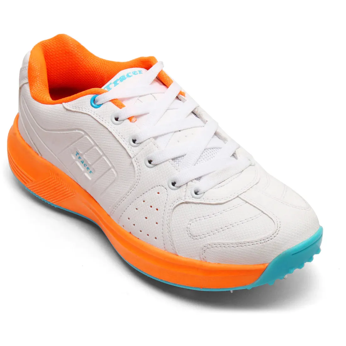 Tracer T-Spinner 283 Spikes Cricket Shoes - White/Orange