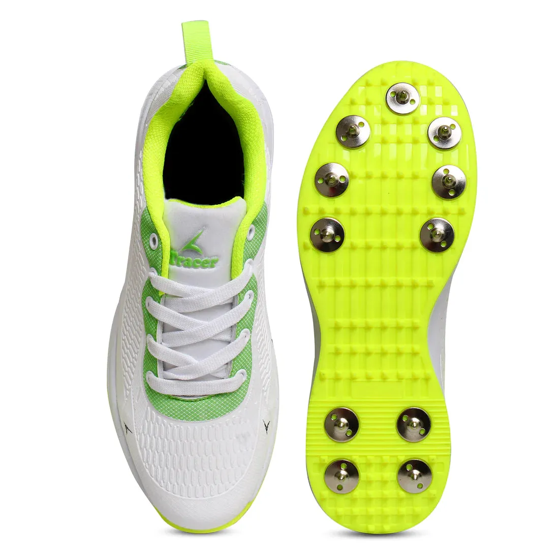 Tracer T-Spinner 294 Spikes Cricket Shoes - White/Green