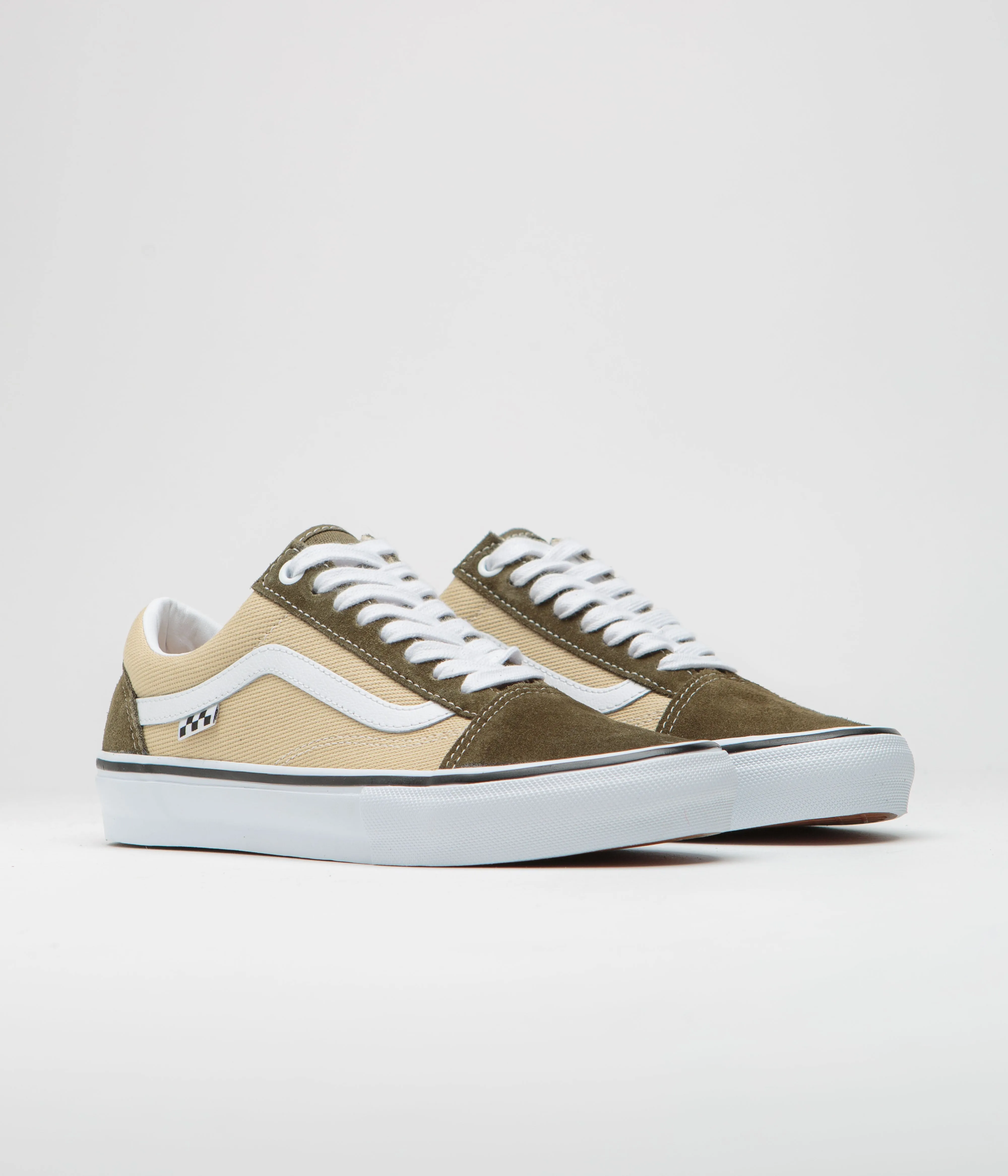 Vans Old Skool Shoes - Dark Olive / White