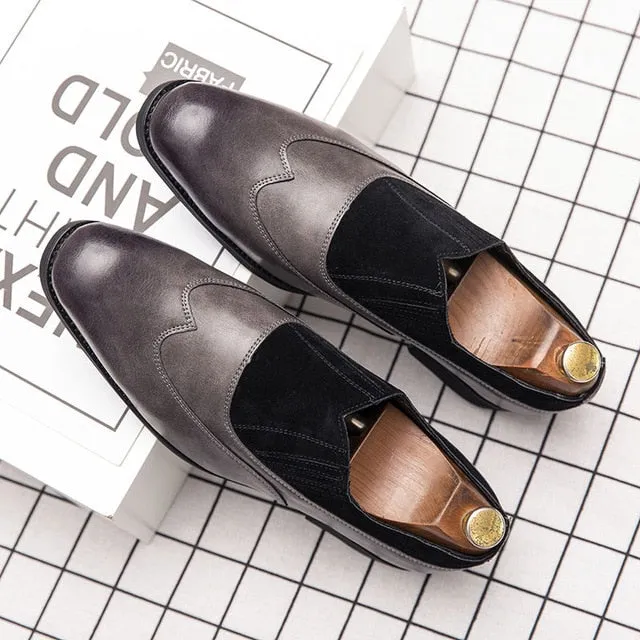 Velvet Combination PU Leather Men Oxford Shoes