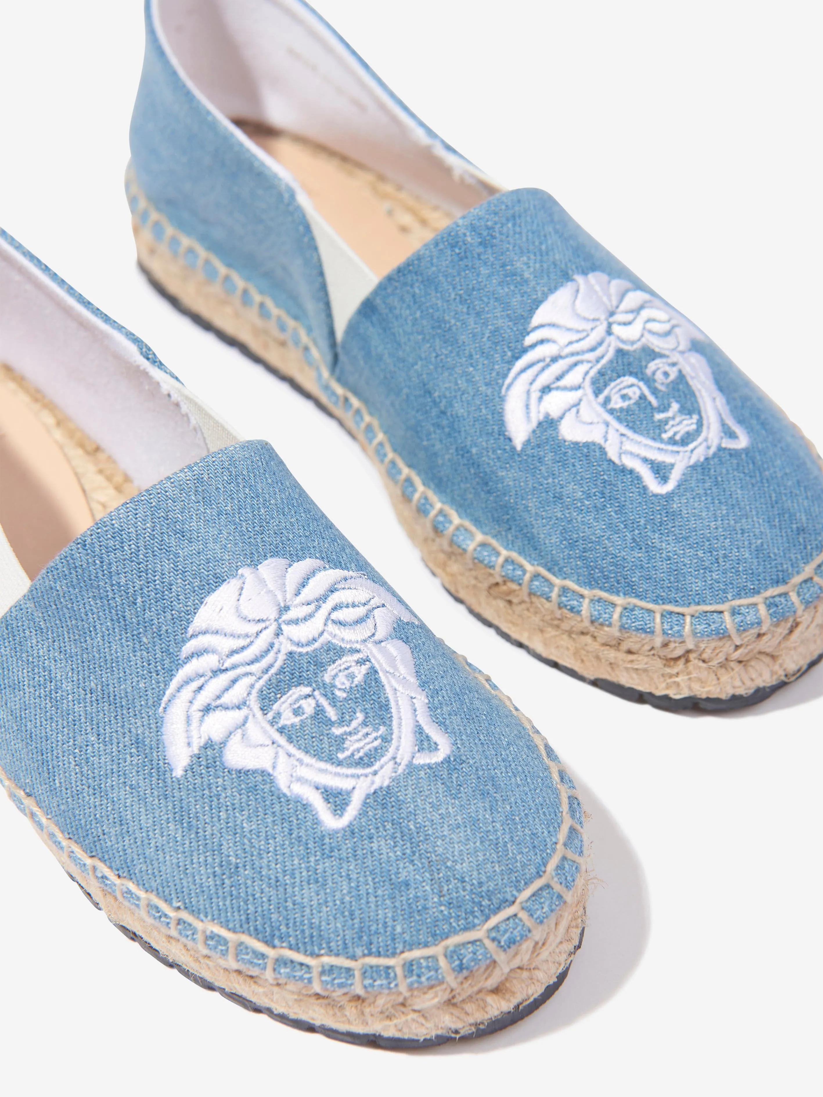 Versace Kids Denim Medusa Espadrilles in Blue