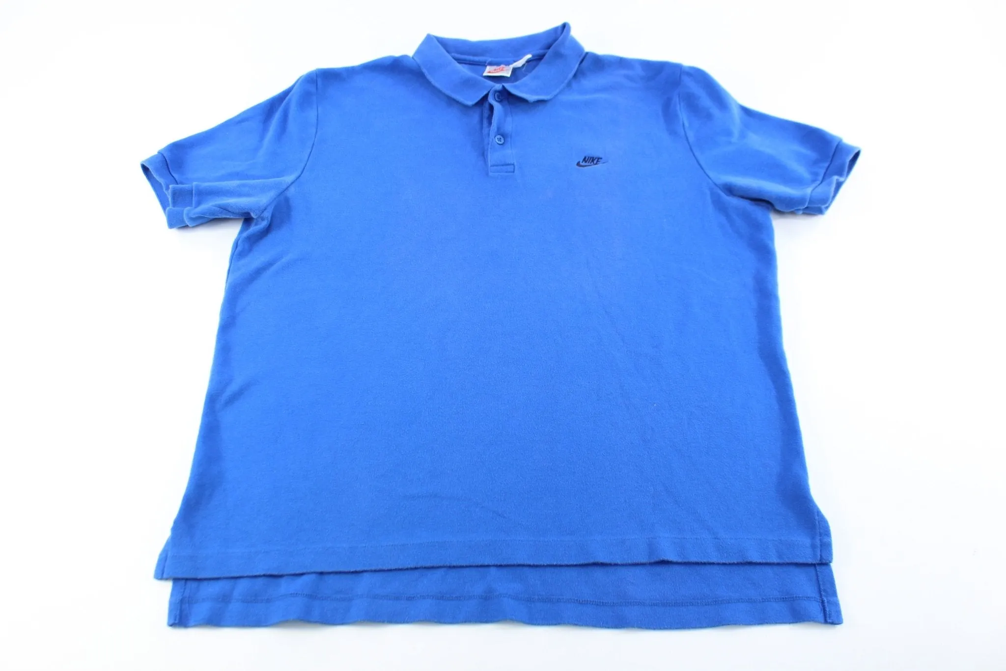 Vintage Nike Embroidered Logo Blue Button Up Polo