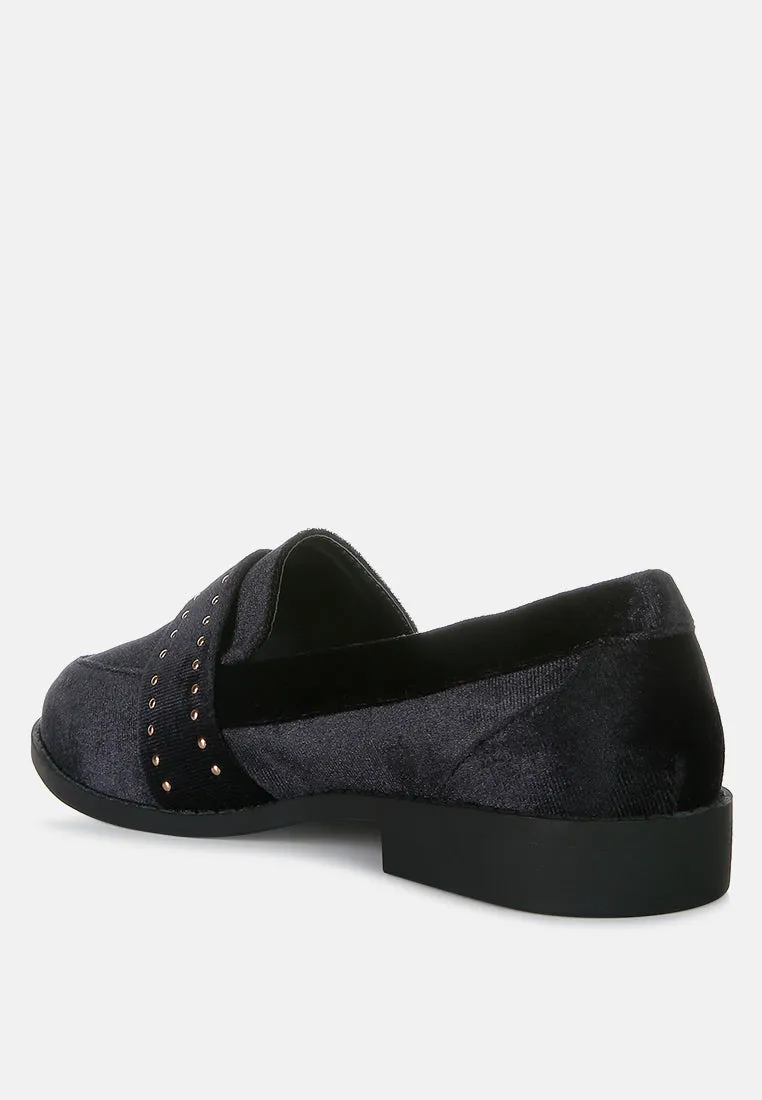 Walkin Stud Detail Velvet Loafers