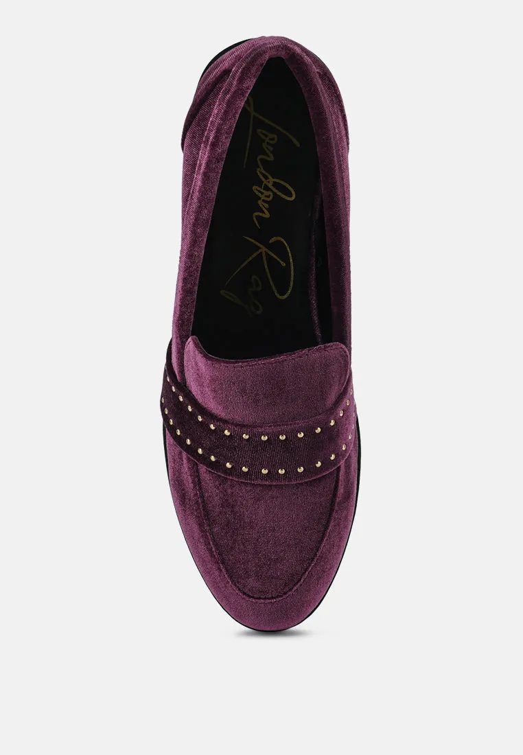 Walkin Stud Detail Velvet Loafers