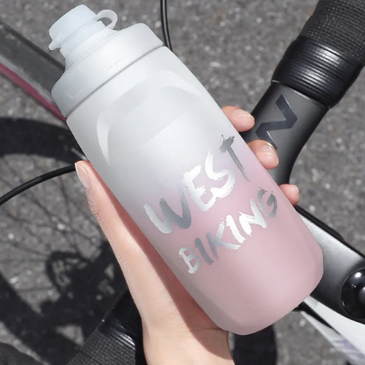 WEST BIKING 750ML Bicycle Water Bottle Portable Outdoor Cycling Water Cup, Color: Green Pink Gradient