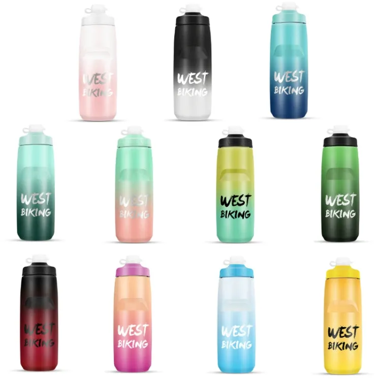 WEST BIKING 750ML Bicycle Water Bottle Portable Outdoor Cycling Water Cup, Color: Green Pink Gradient