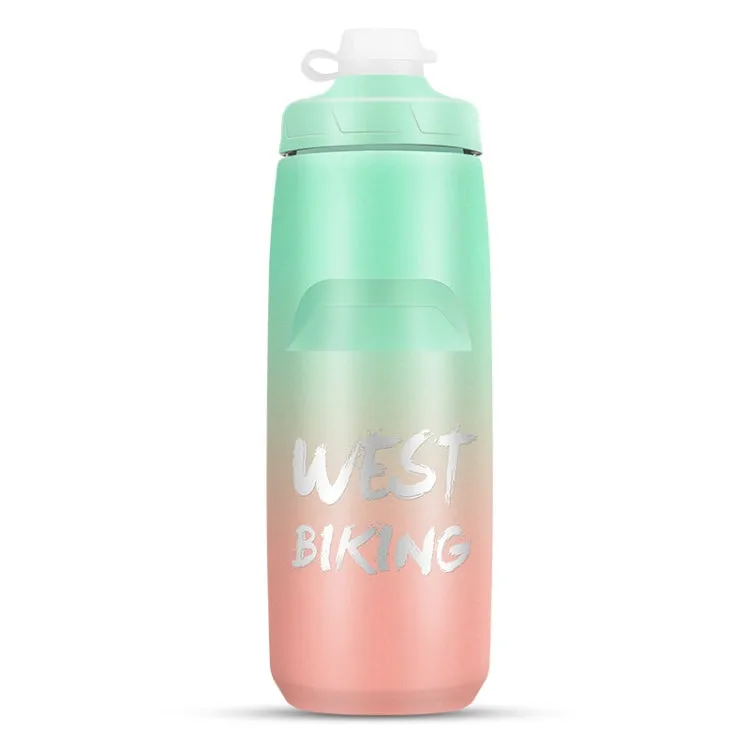 WEST BIKING 750ML Bicycle Water Bottle Portable Outdoor Cycling Water Cup, Color: Green Pink Gradient