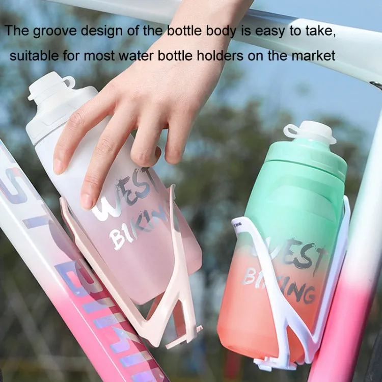 WEST BIKING 750ML Bicycle Water Bottle Portable Outdoor Cycling Water Cup, Color: Green Pink Gradient