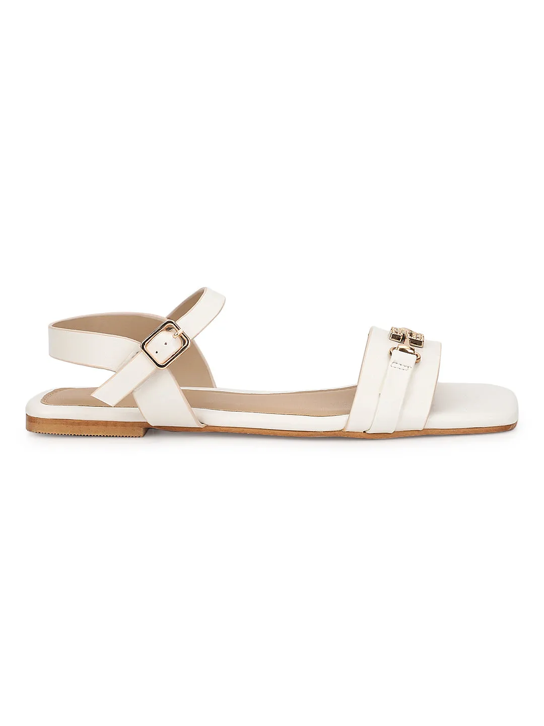 White PU Flats Sandals (TC-ST-005-WHT)