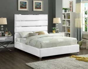 White Velvet Bed - King & Queen Size Bed