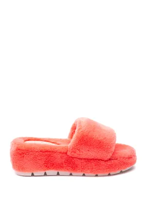 Willow Faux Fur Slides - Orange