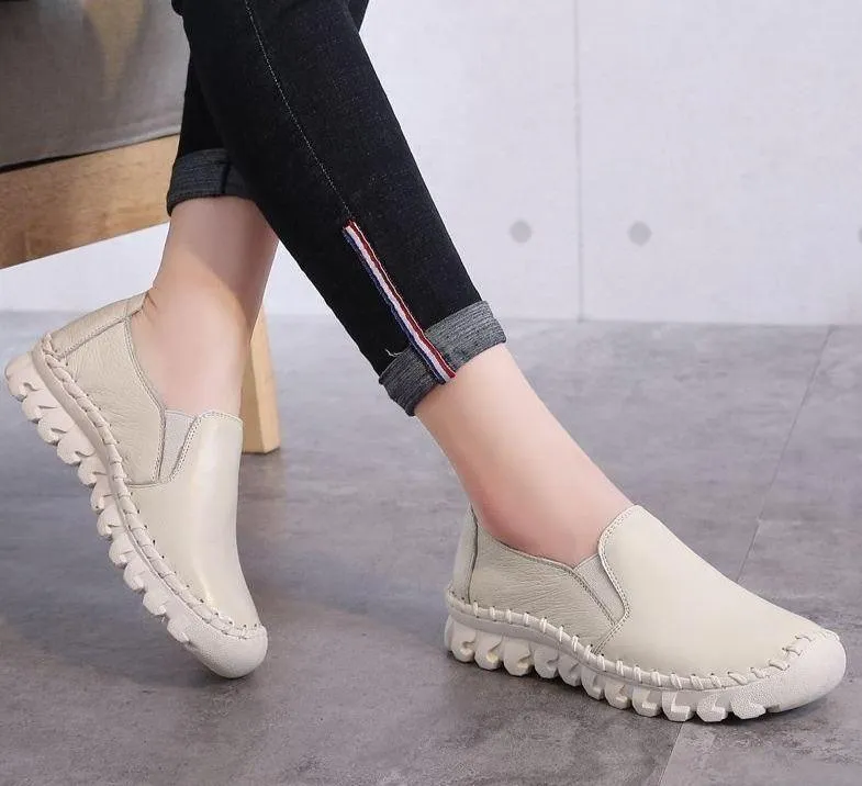 Women's Casual Shoes Handmade Leather Flats Loafers #823