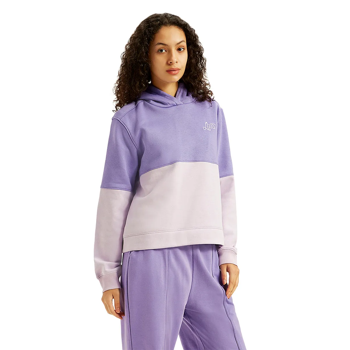 Women's Colorblock Lavender Hooded Sweatshirt